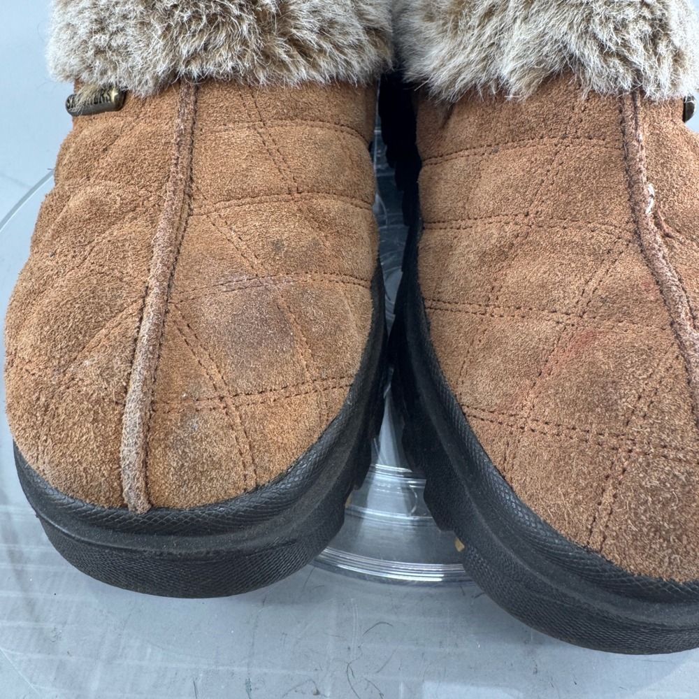 Skechers Womens Jammers Quilted Suede Faux Fur Platform Clogs Brown 7.5 46330 - Picture 9 of 13